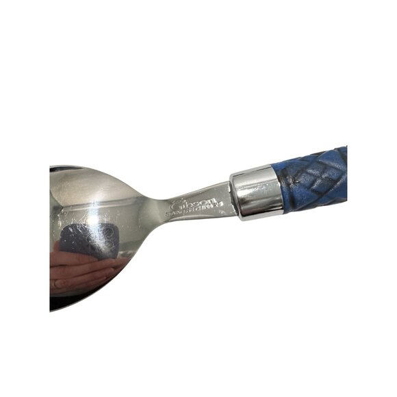 Rare Gibson Blue Geometric Unique 32 piece Set Plastic Handle - Picture 6 of 6